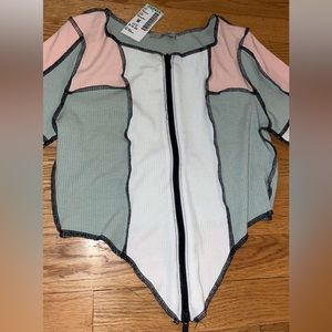 Papaya Color Patch Crop Top